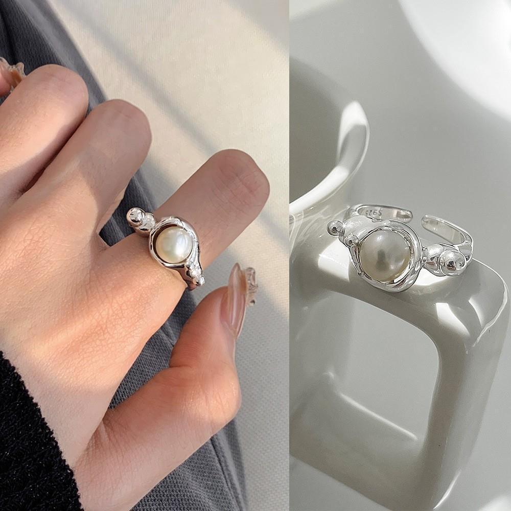 Women's Light Luxury Minority Design Pearl Unique Cross Index Finger Rings