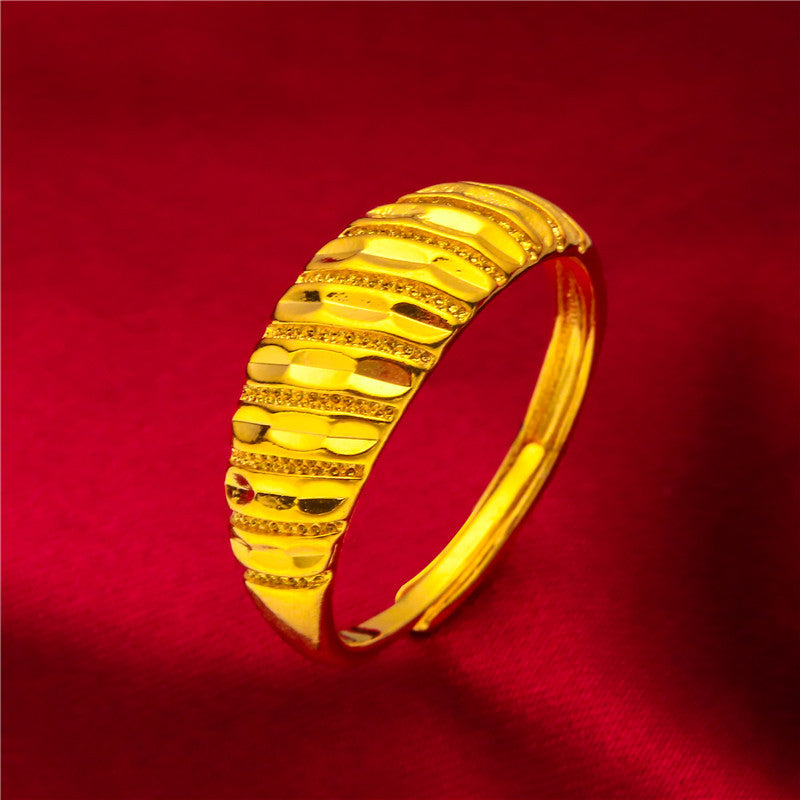 Women's Vietnam Placer Gold Pattern Carven Design Rings