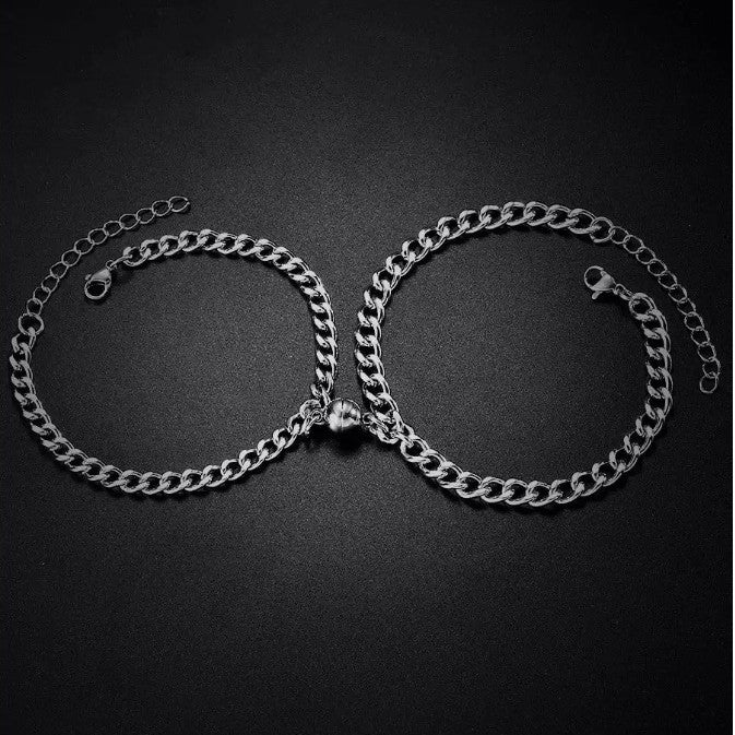 Love Alloy Magnet Lodestone Pair Of Simple Bracelets