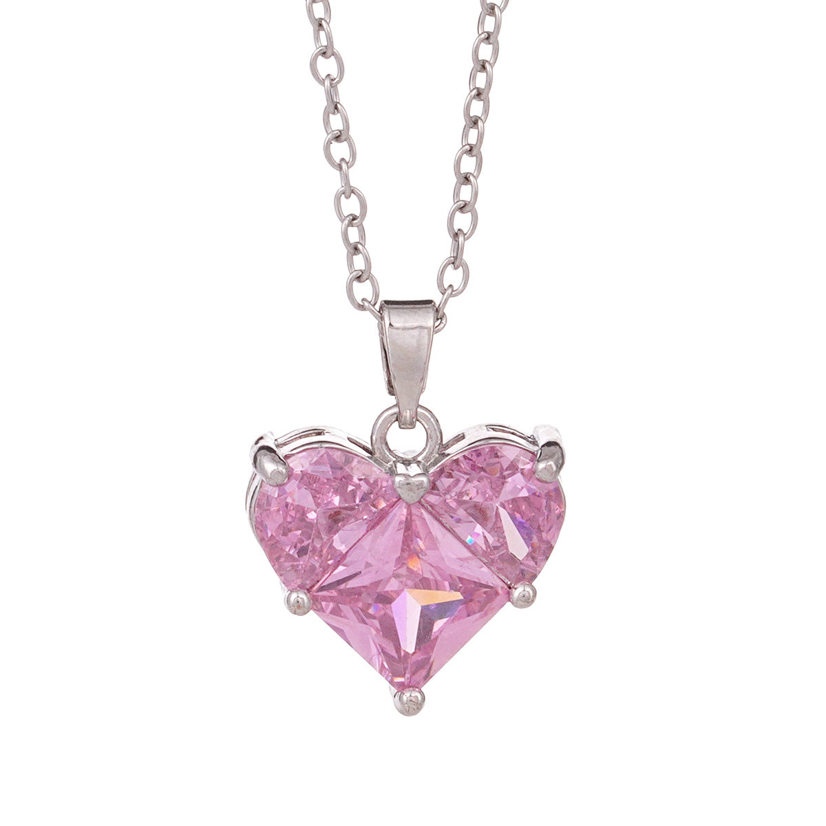 Women's For Gold Pink Love Design Sweet Necklaces