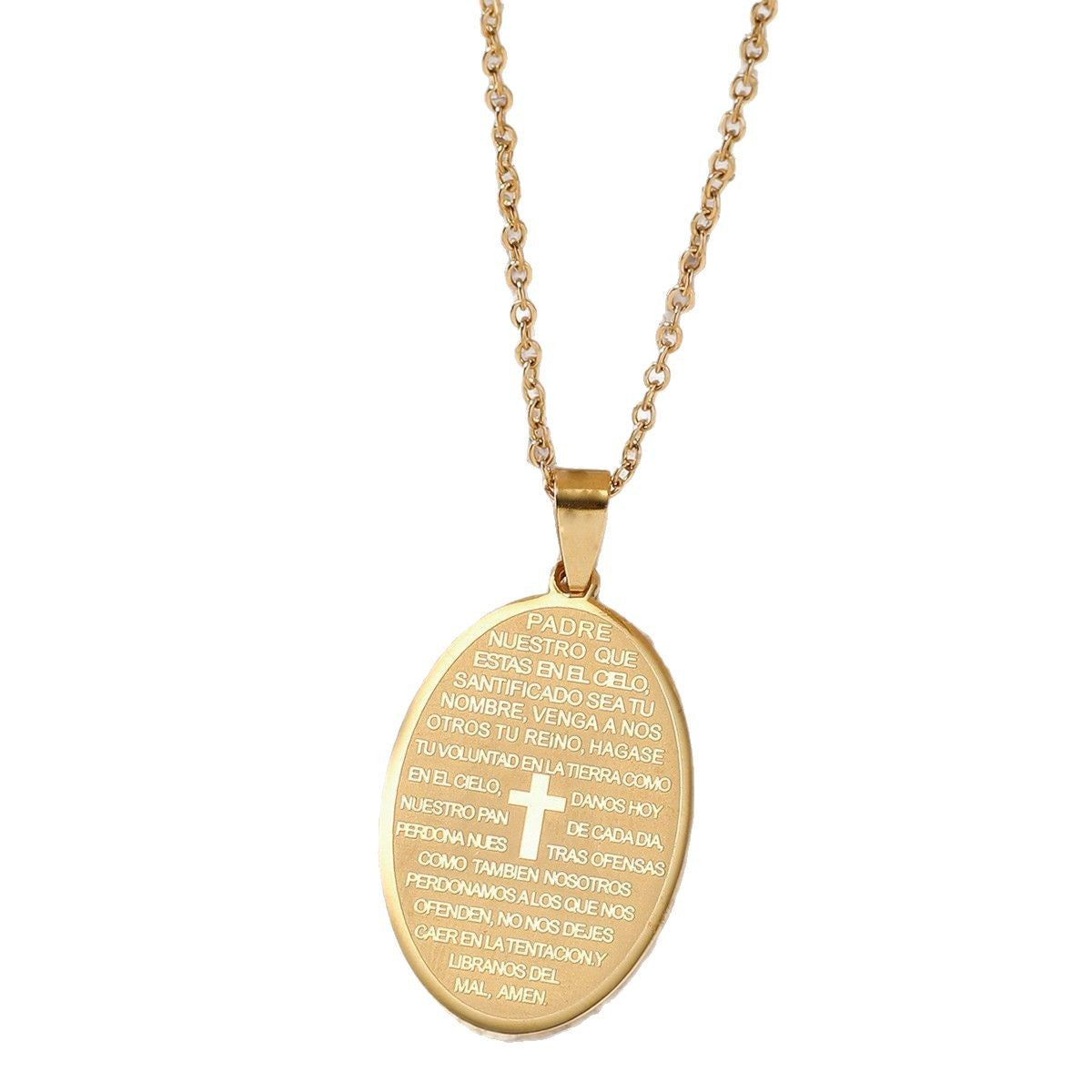 Women's & Men's Stainless Steel Oval Cross Titanium Does Pendants