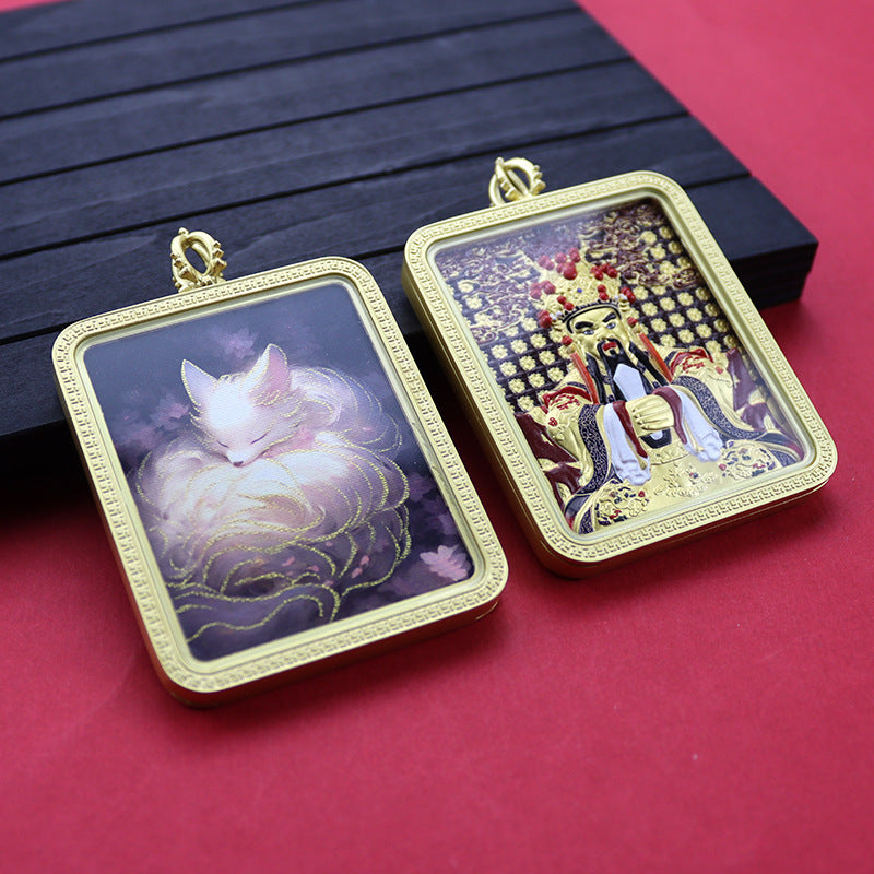 Three-dimensional Five-master Hand Painted Golden Outline Black Gold Pendants