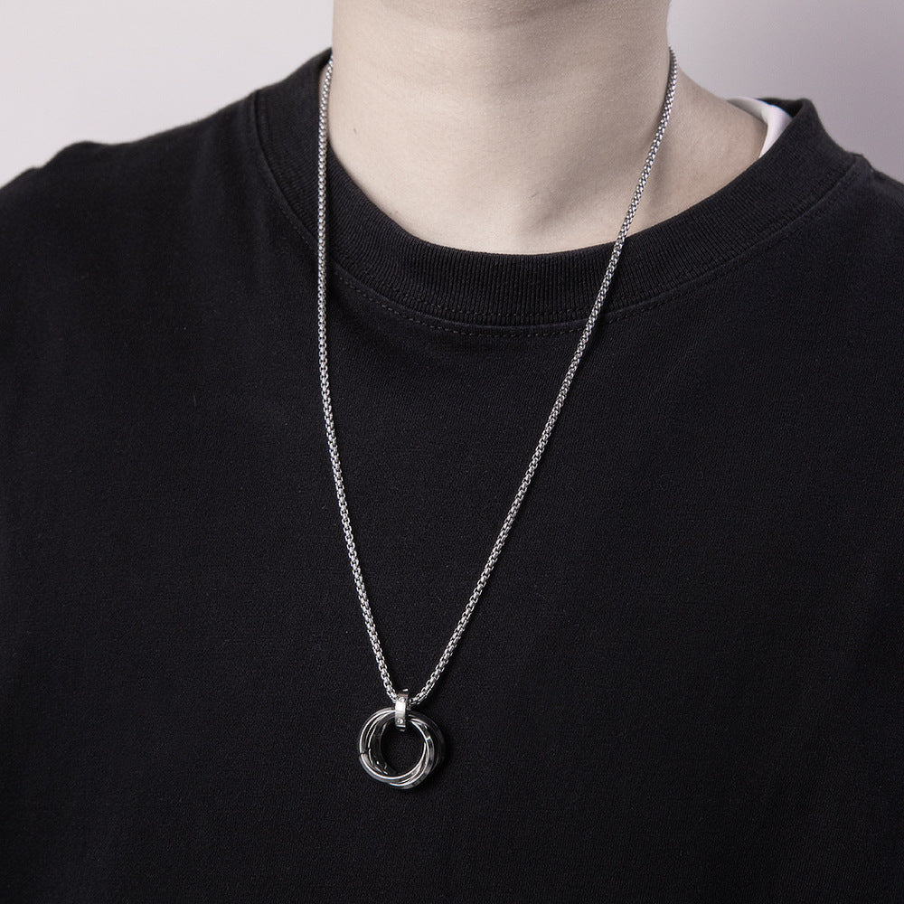 Men's Three-ring Buckle Cold Style Titanium Steel Necklaces