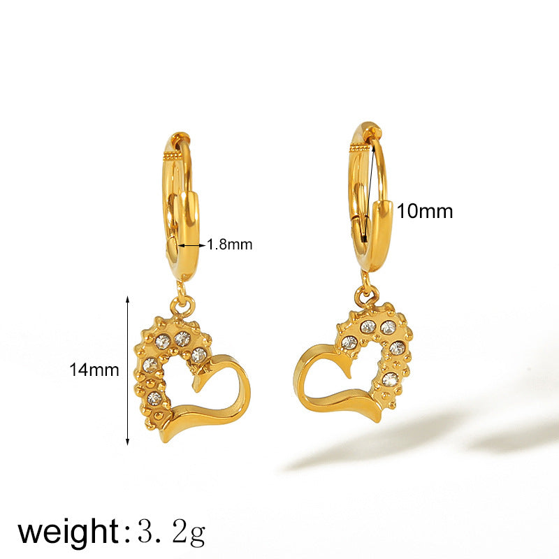 Women's Niche Design Diamond Gold Stainless Steel Do Earrings