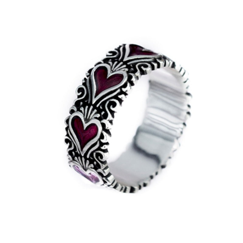 Women's Gothic Pattern Love Oath Sterling Sier Retro Personality Trendy Ring