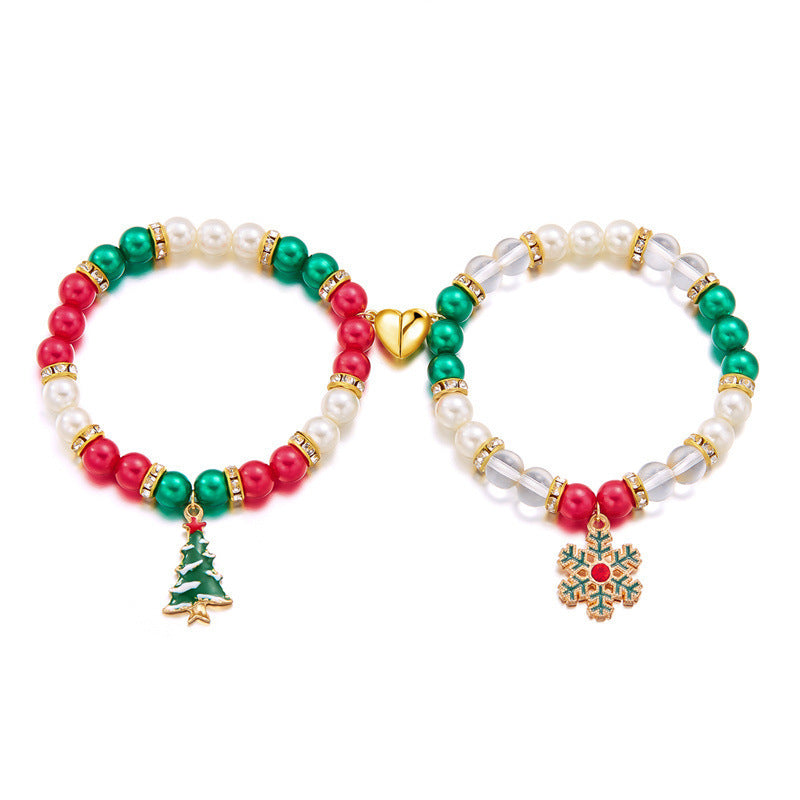 Christmas Couple Fashion Tree Snowflake Magnetic Bracelets