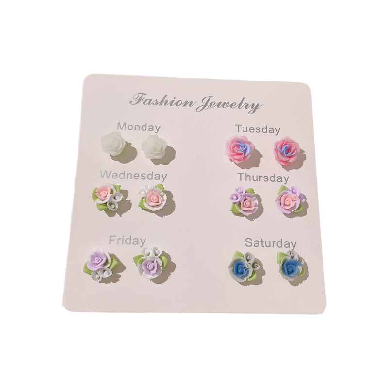 Fresh Macaron Colorful Camellia Simple Beanie Female Earrings