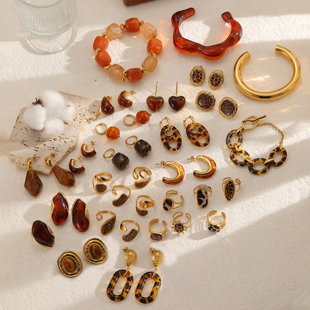 Elegant Resin Graceful Personality Style Amber Jewelry Set