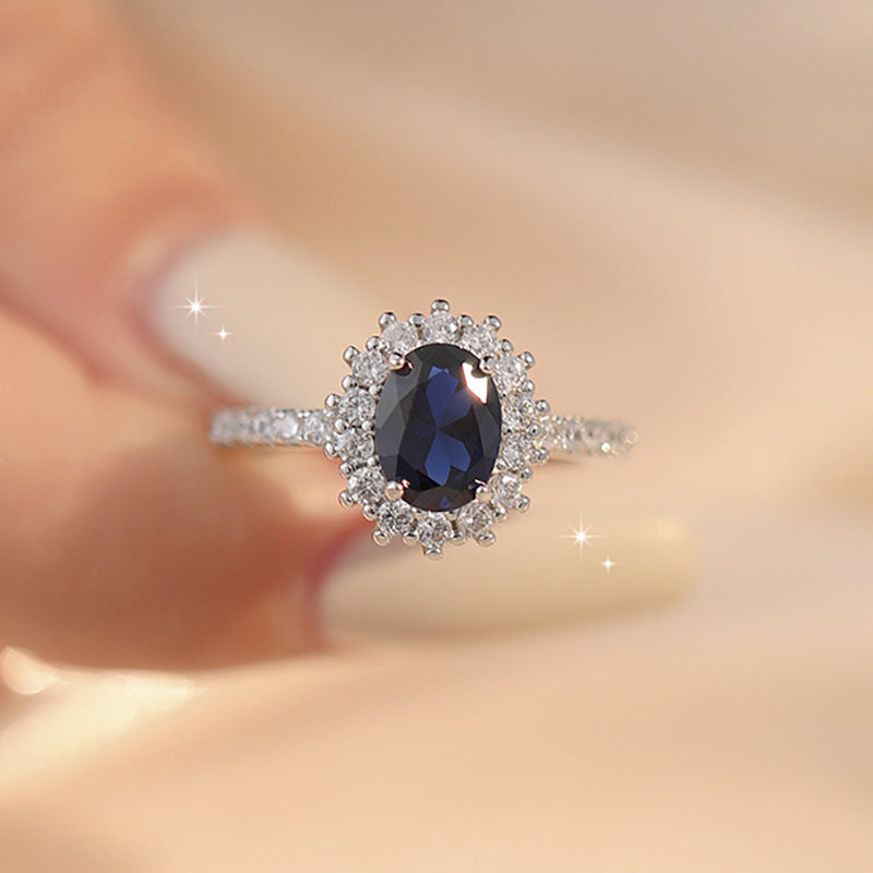 Live Simulation Ruby Sapphire Big Diamond Denier Female Ring