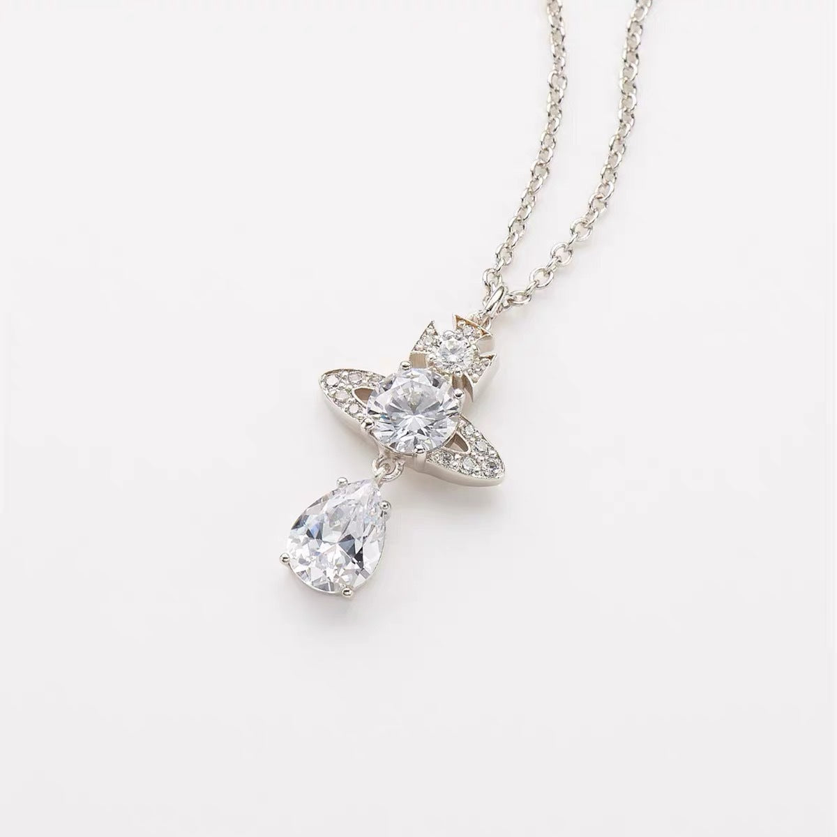 Women's Sterling Sier Classic Saturn Pearl Pin Necklaces