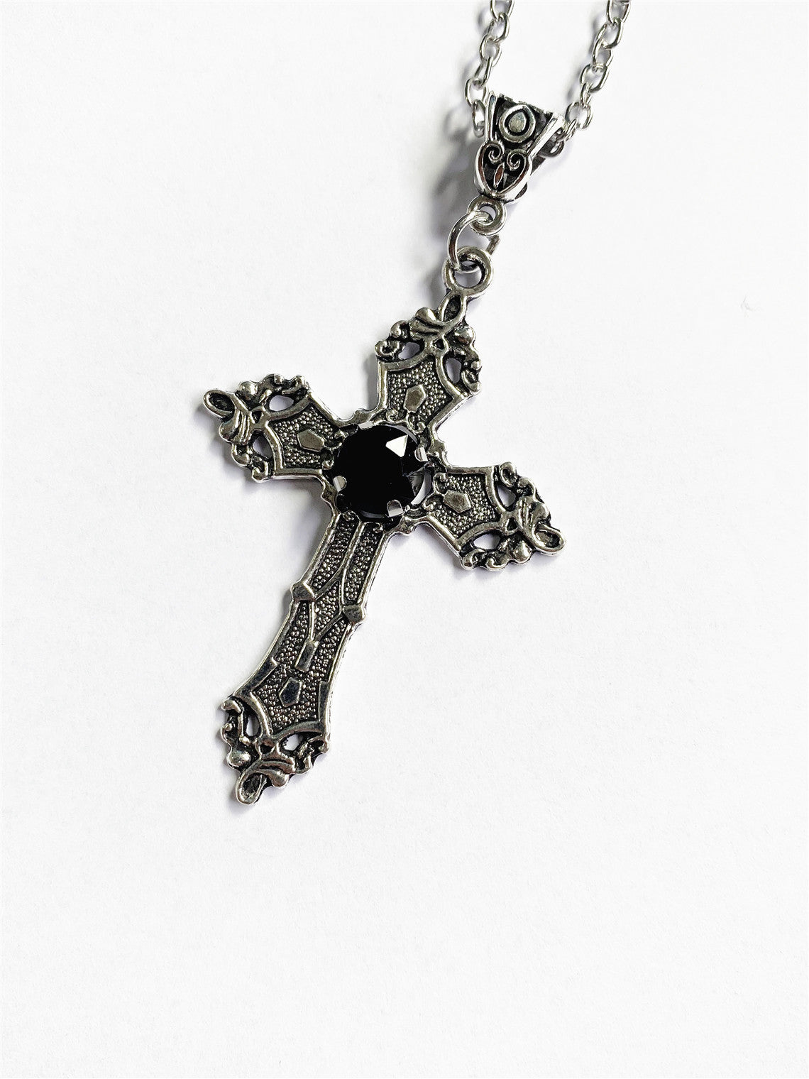 Cross Sier Tone Gothic Fashion Charm Declaration Gift Necklaces