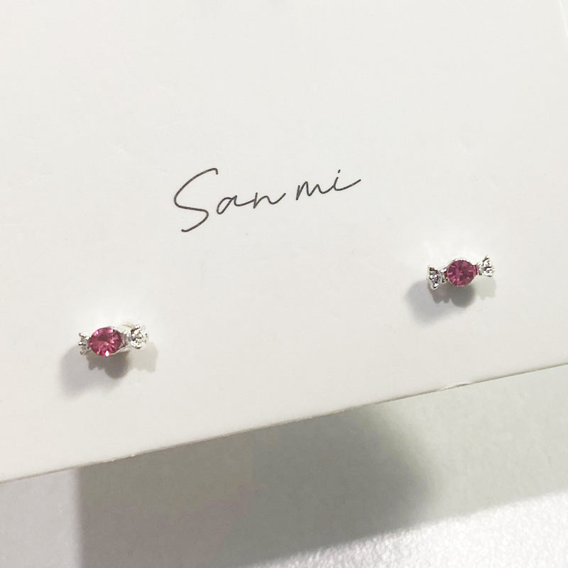 Fresh Plain Sier Plated Bow Female Small Simple Stud Earrings