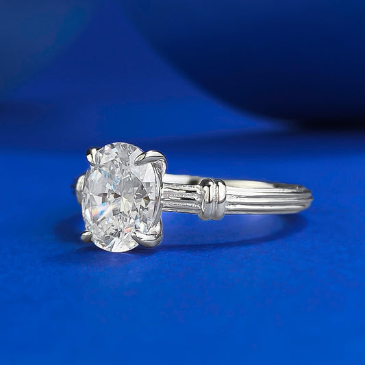 Women's Jewelry Sier Plated Oval Single Rhinestone Rings