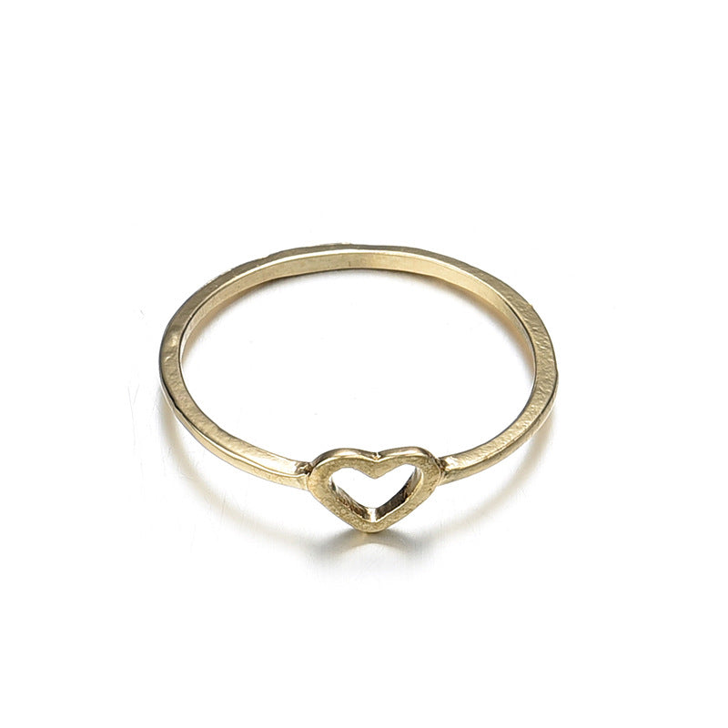 Hollow Love Heart Heart-shaped Small Fresh Rings