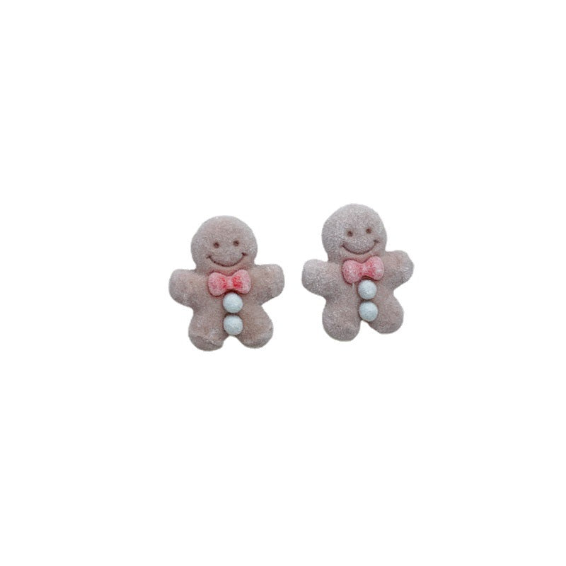 Women's Flocking Sier Needle Small Cute Rabbit Earrings