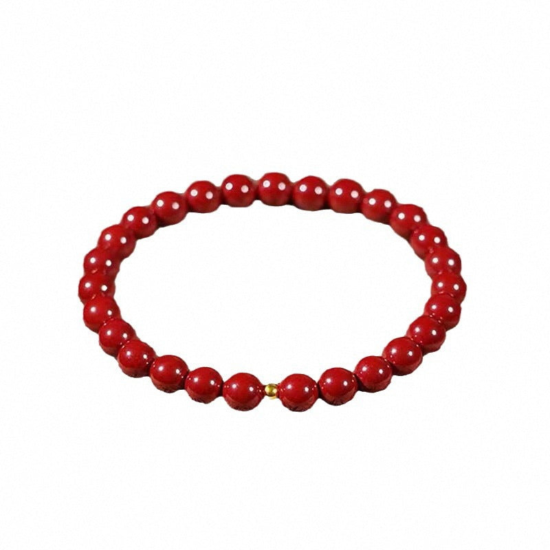 Women's & Men's Gold Sand Cinnabar Life Lucky Beads Bracelets