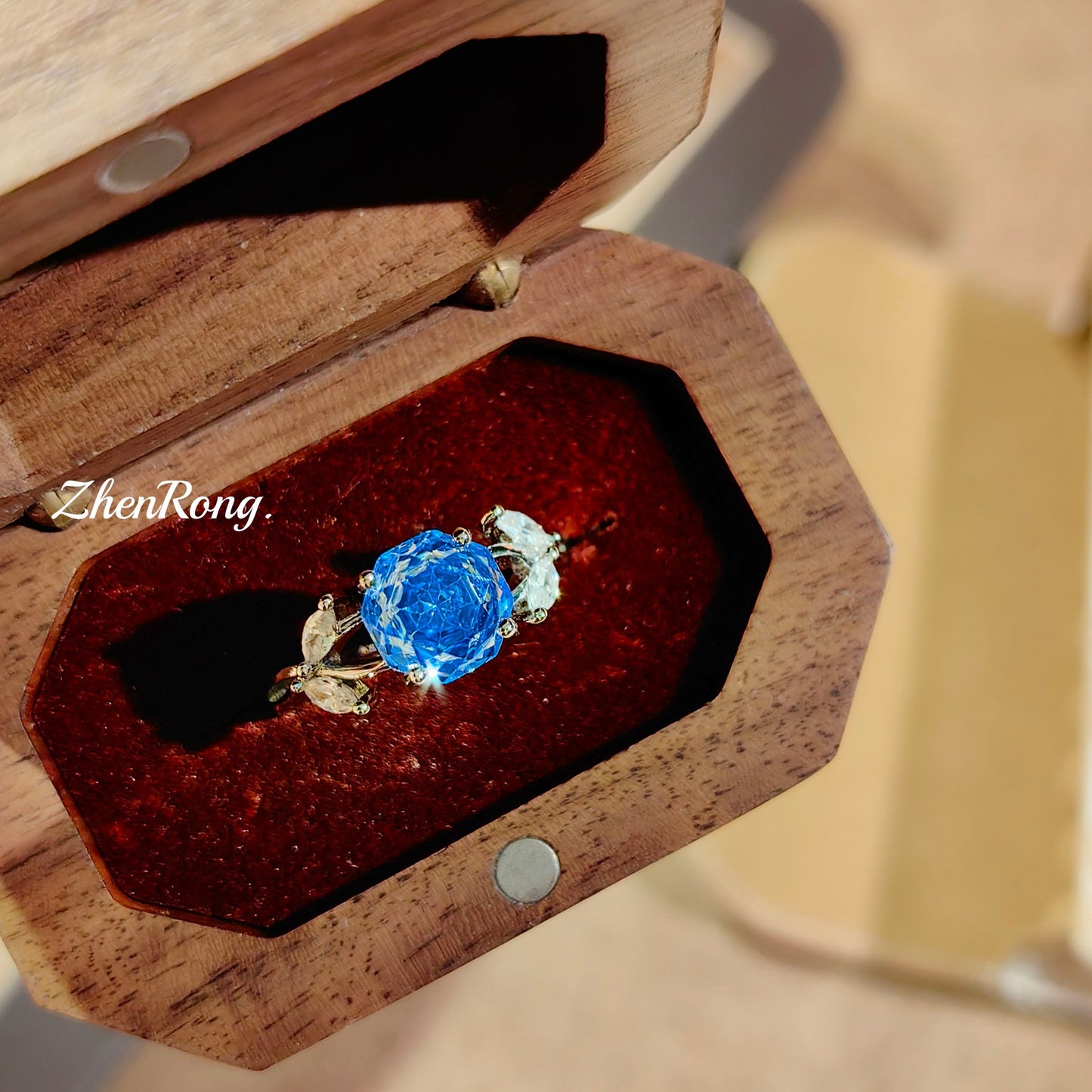 Women's Rose Cut Klein Blue Inlaid Red High Carbon Rhinestone Ear Rings