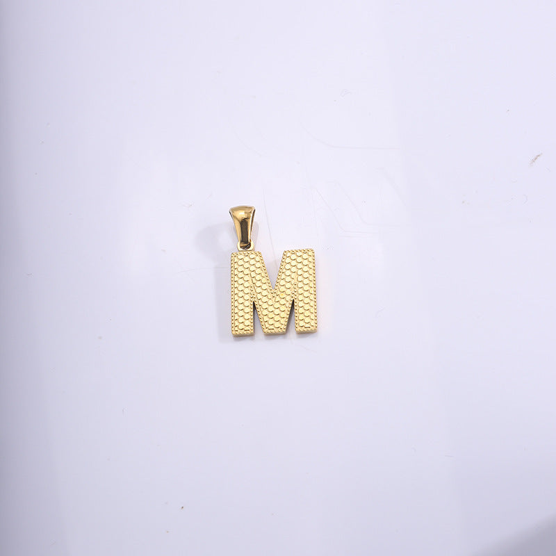 Plaid English Letter Titanium Steel Ornament Pendants