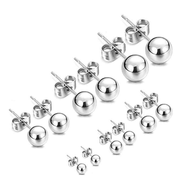 Stainless Steel Ball Fashion Simple Bean-shaped Eardrop Earrings