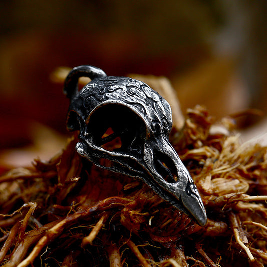 Men's Viking Stainless Steel Carved Crow Titanium Pendants