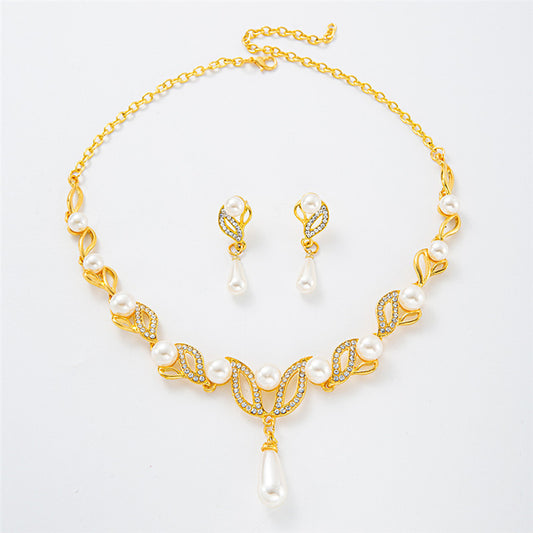 Price Pearl Female Fashion Temperament Alloy Drop-shaped Bride Formal Necklaces