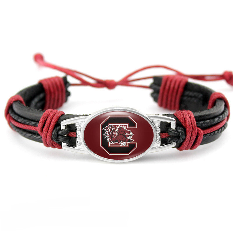 College Team Cowhide Woven Georgian Bulldog Bracelets