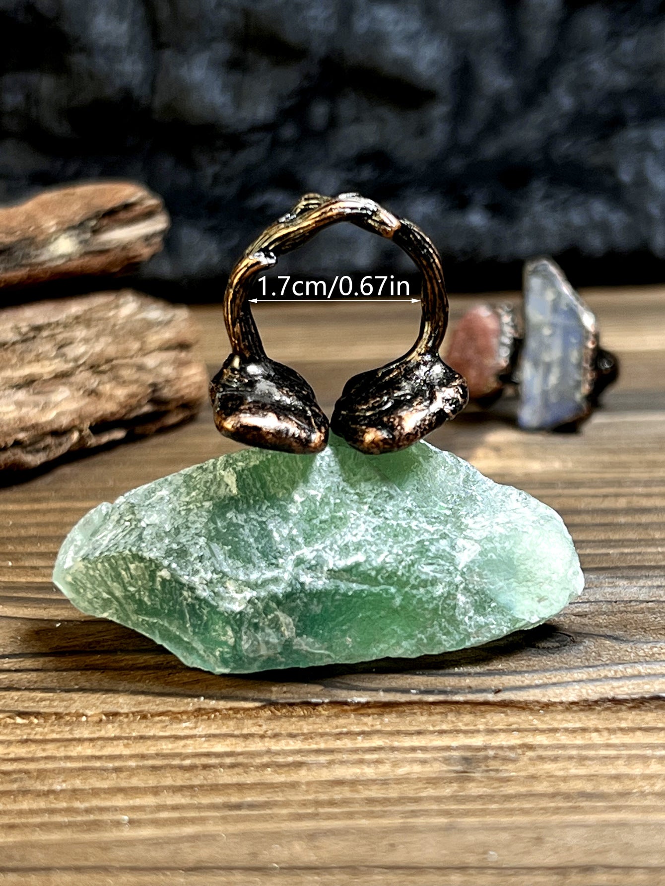 Ruby Rough Stone Blue Crystal Party Ring