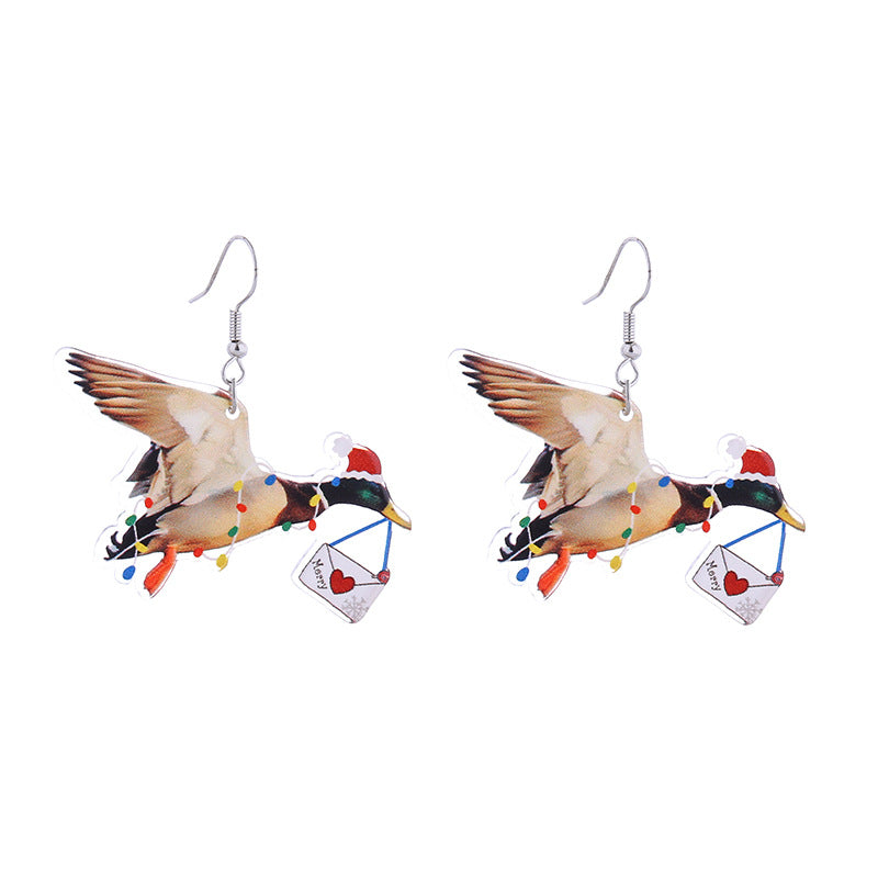 Christmas Series Creative Acrylic Personality Animal Cute Elk Earrings