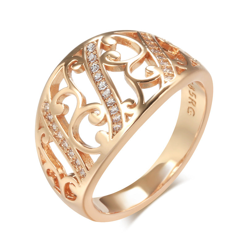 Profile Simple Micro Inlaid Zircon Rose Gold Plated Ring