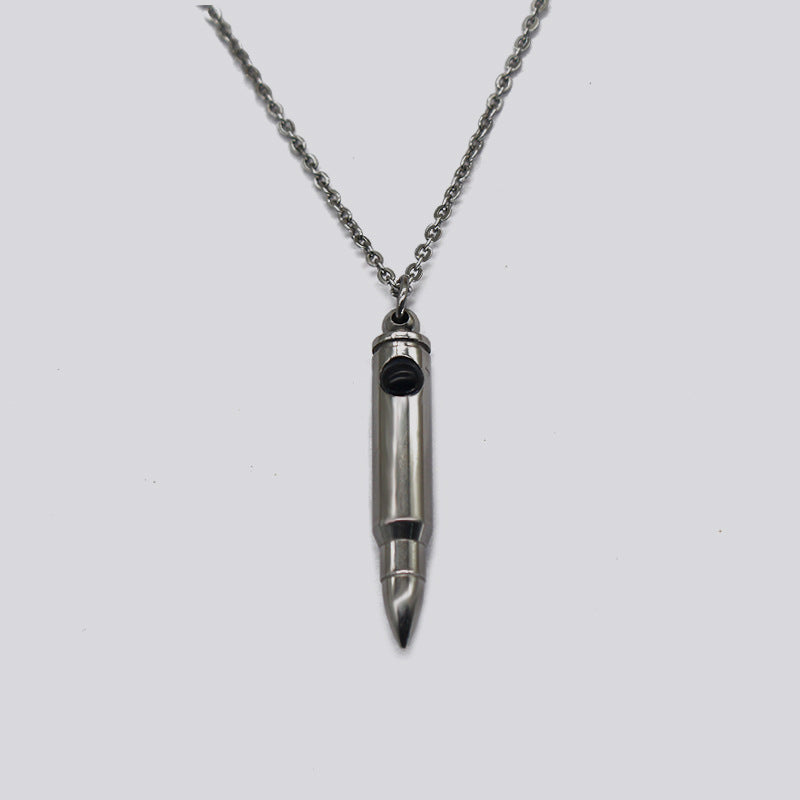 Veterans Memorial Bullet Projection Stone Titanium Steel Necklaces