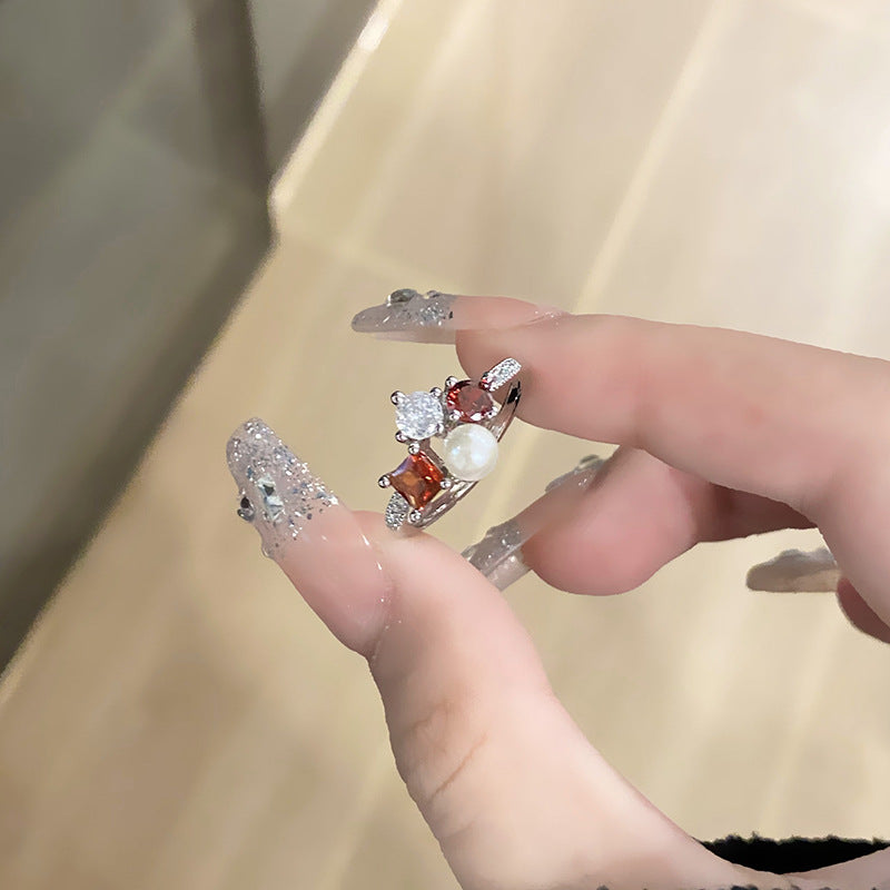 Diamond Zircon Female Exquisite Oval Sweet Rings