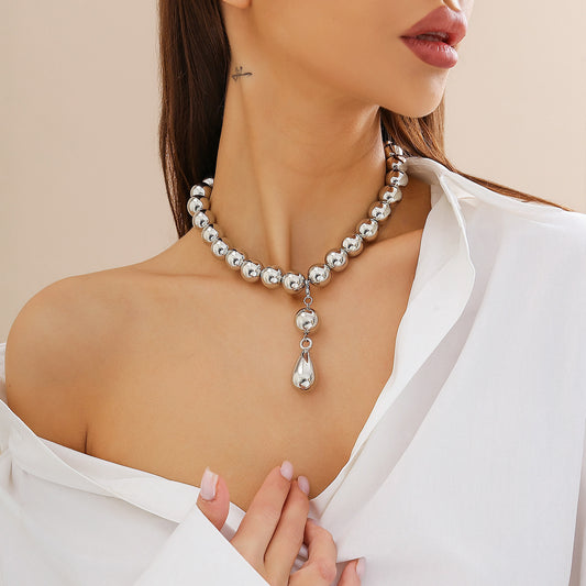 Women's Exaggerated Round Beads Jewelry Beaded Metal Necklaces