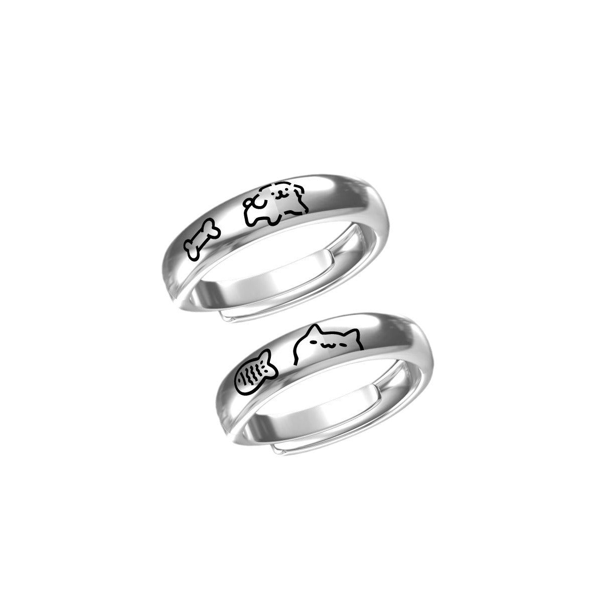 Kitty Couple Cute Cartoon Dried Minnows Rings