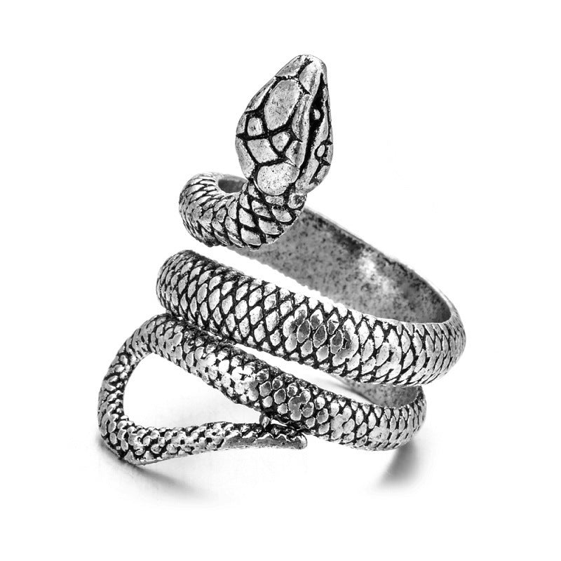 Open Snake Exaggerated Snake-shaped Punk Multiple Rings