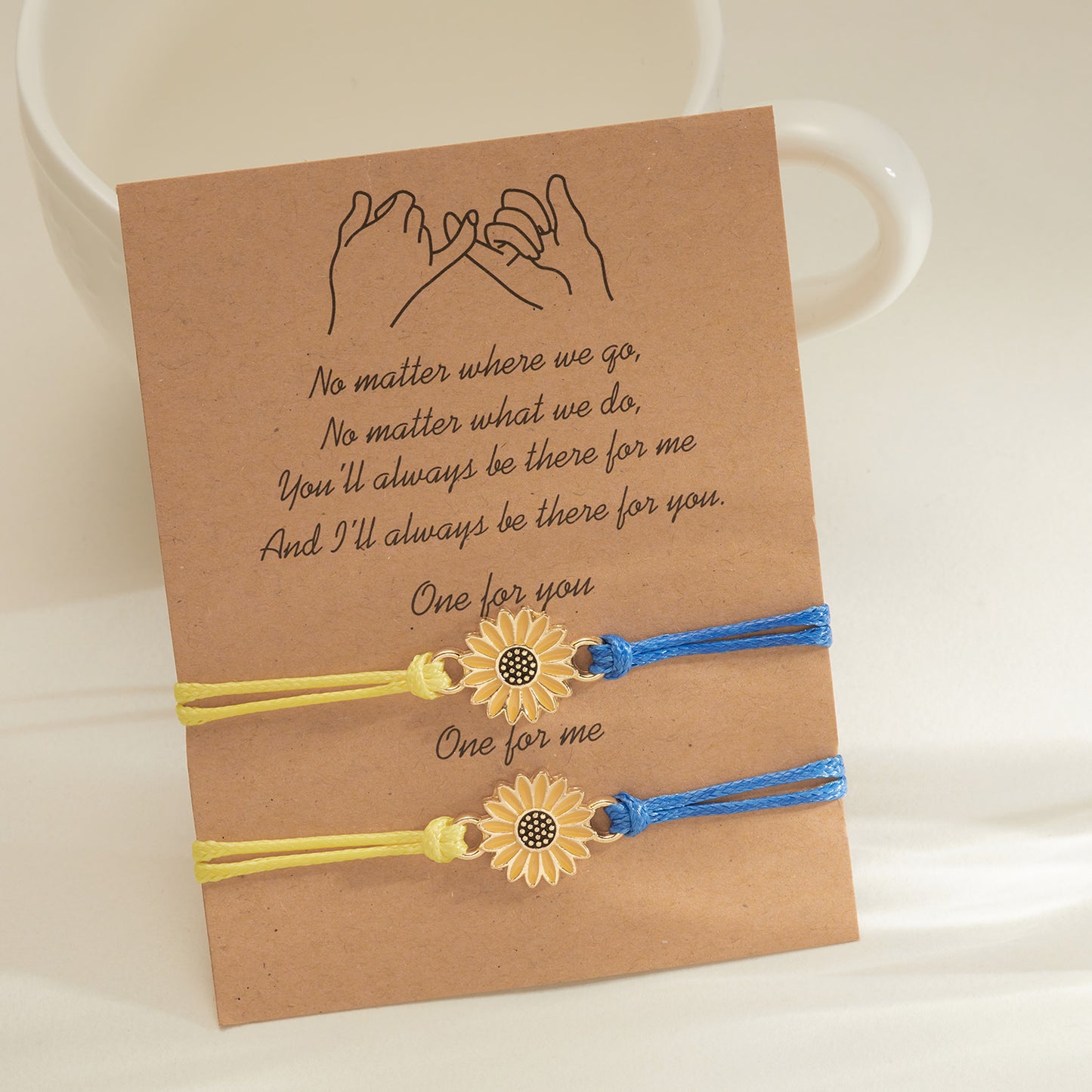 Ukraine Yellow Blue Two Pack Sunflower Daisy Wax Line Bracelets