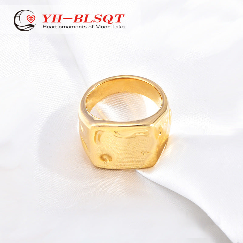 Women's Irregular Tinfoil Pattern Crater For Trendy Rings