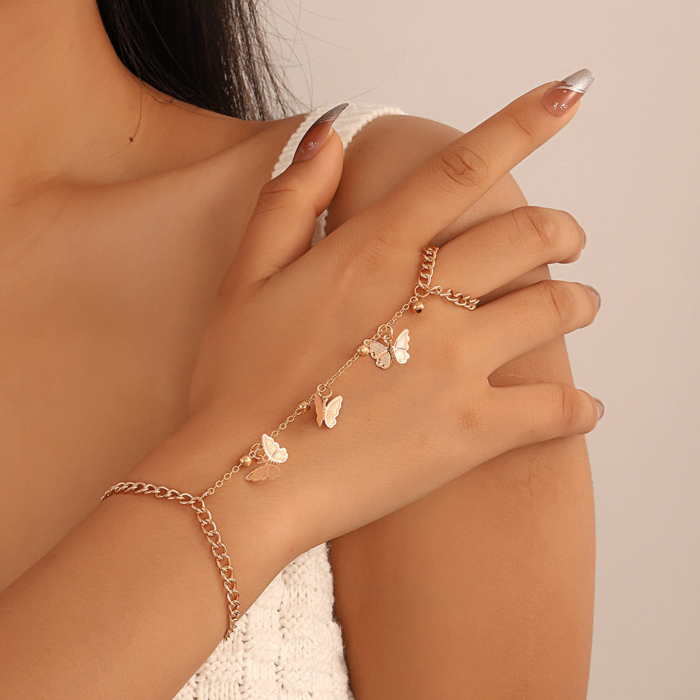 Butterfly Love Pearl Finger Hip Hop Exaggerated Bracelets