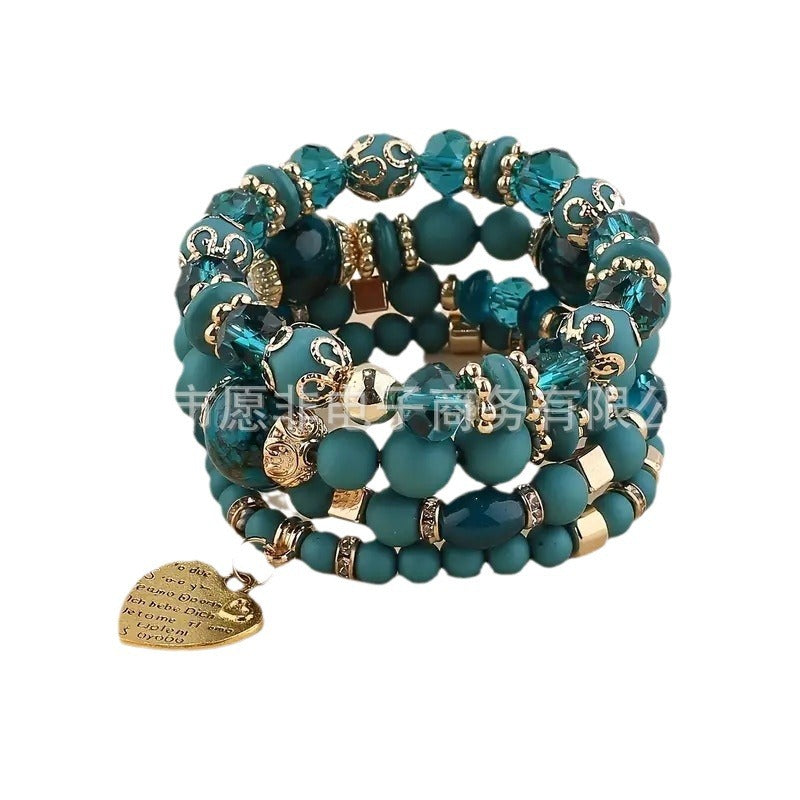 Artificial Crystal Bohemian Heart Beaded Retro Bracelets