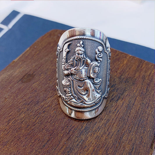 Men's Wealth Guan Gong Yu Totem Domineering Open-end Personality Jewelry Rings