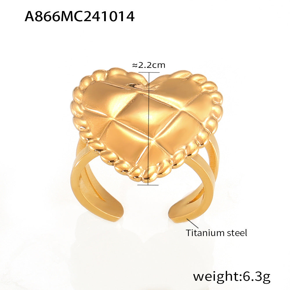 Women's Trendy Rhombus Love Heart-shaped Open Style Personalized Rings