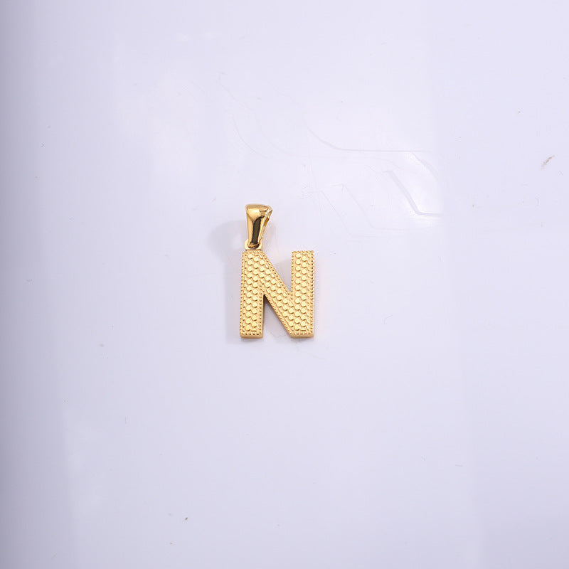 Plaid English Letter Titanium Steel Ornament Pendants