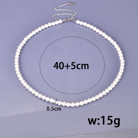 Women's Retro Gentle Elegant Ordinary Pearl Titanium Necklaces