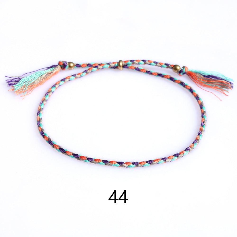 Women's & Men's Colorful Cotton String Friendship Copper Bead Bracelets