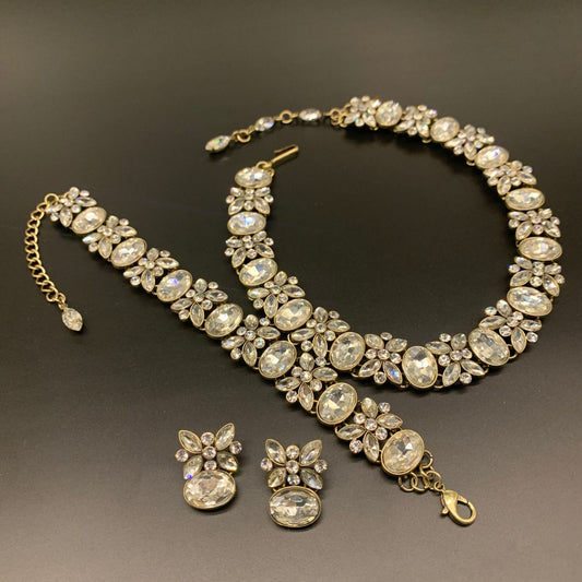 Women's French Glaze Three-piece High-grade Design Light Jewelry Set