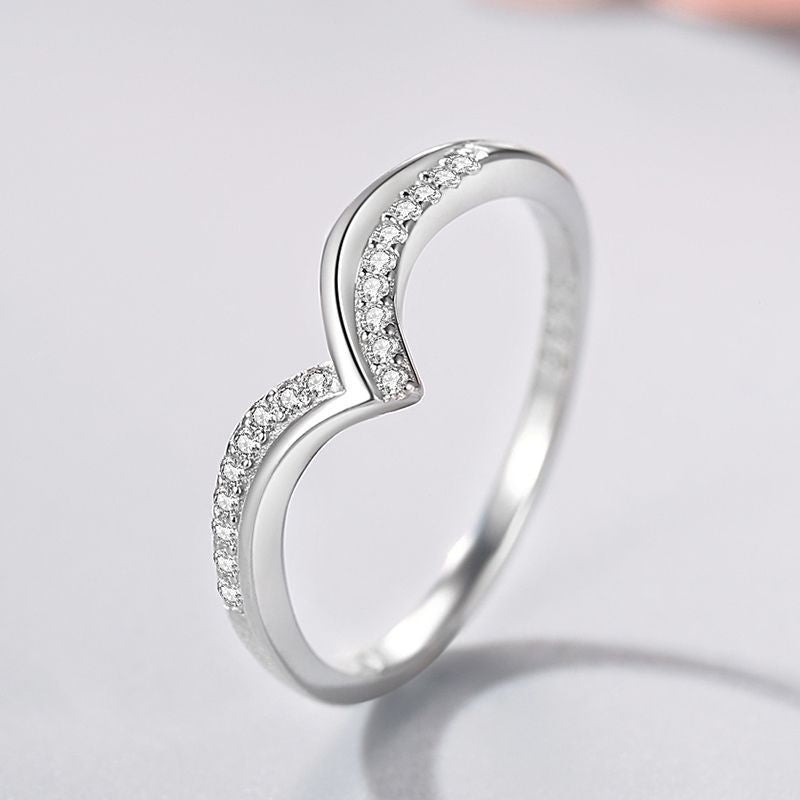 Simple Rhinestone Index Finger Twin Opening Rings