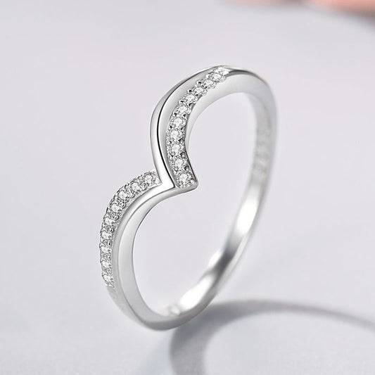 Simple Rhinestone Index Finger Twin Opening Rings