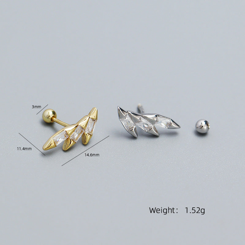 Light Luxury Piercing Ear Sier Tapered Thread Bone Earrings