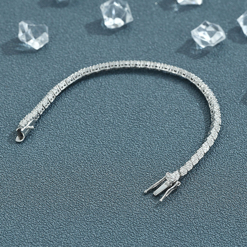 Women's Sier Design Full Diamond Simple Eye-catching Bracelets