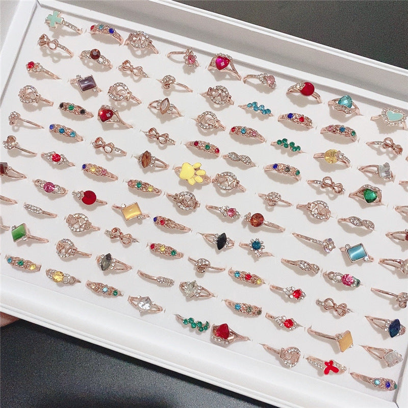 Cool Mixed Simple Rhinestone Boxed Tail Ring