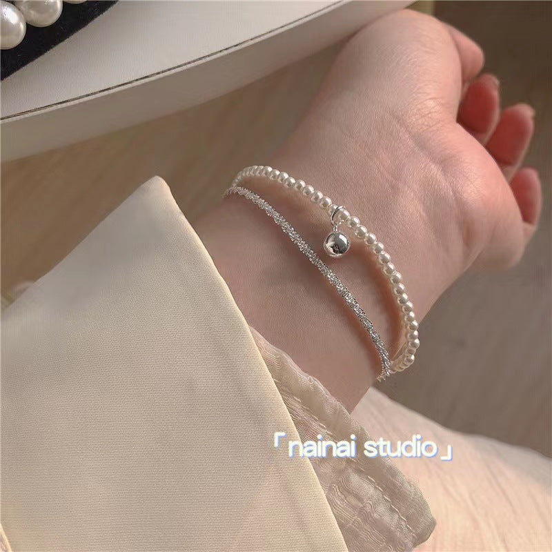 Women's Buckle Imitation Jade Crystal String Beads Flower Bracelets